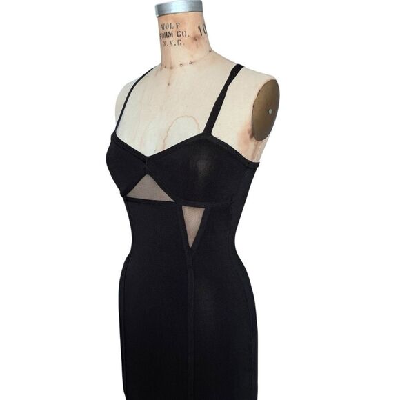 BEBÉ Black Mesh Panel Bodycon Dress 
Size Small - Picture 4 of 7